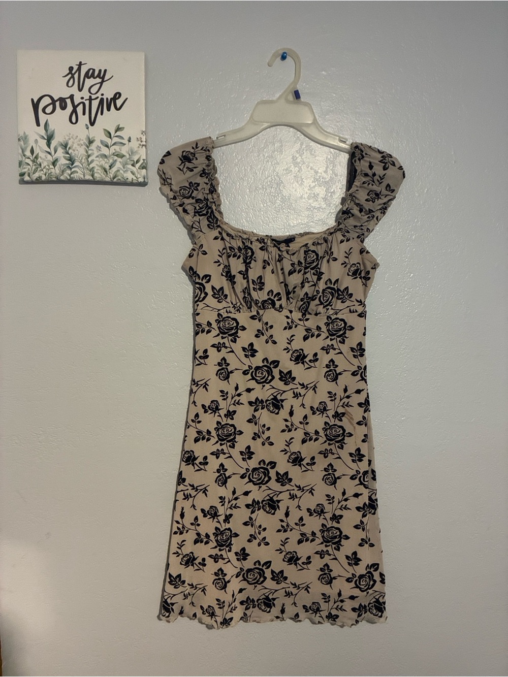 Mixed Threads black floral mini dress size L